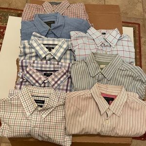 Lot of 8 Men's Button Down Long Sleeve Dress Shirts. 7 Small. 1 Medium.